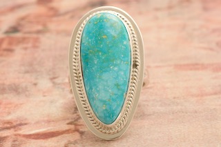 Genuine Blue Kingman Turquoise Sterling Silver Navajo Ring